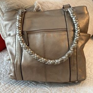 Tignanello gold purse with braided straps